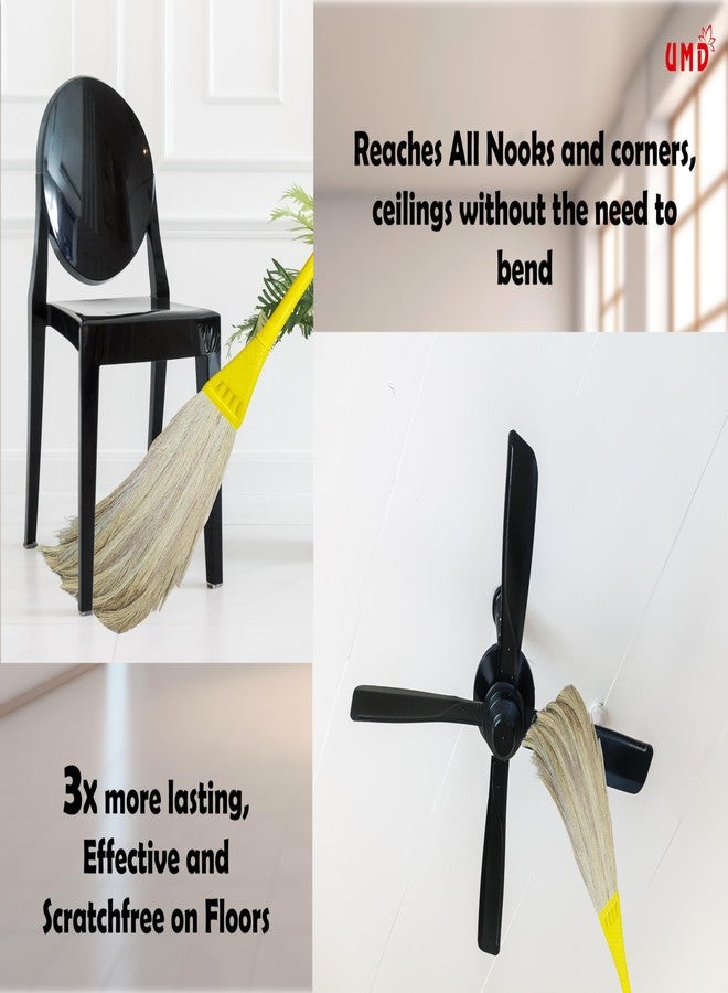 UMD Natural Grass Broom with Long Handle for Floor Cleaning, Dusting, Sweeping,Multipurpose Broom Flat jaadu Dense Grass Pack of 1 (1) - Image 4